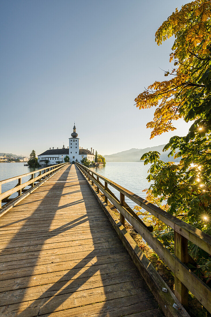  Footbridge to Orth Castle, Gmunden, Traunsee, Upper Austria, Austria 