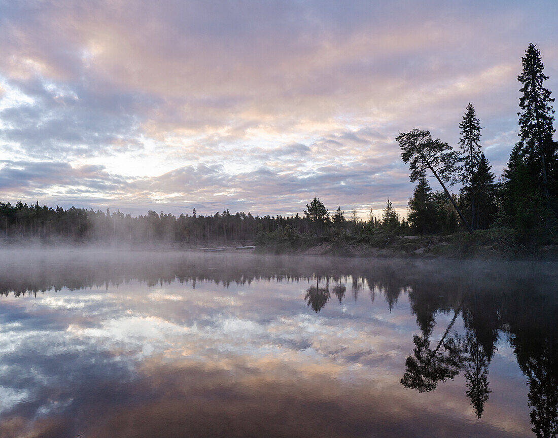 Finnland, Oulanka-Nationalpark, Blick auf See und Wald