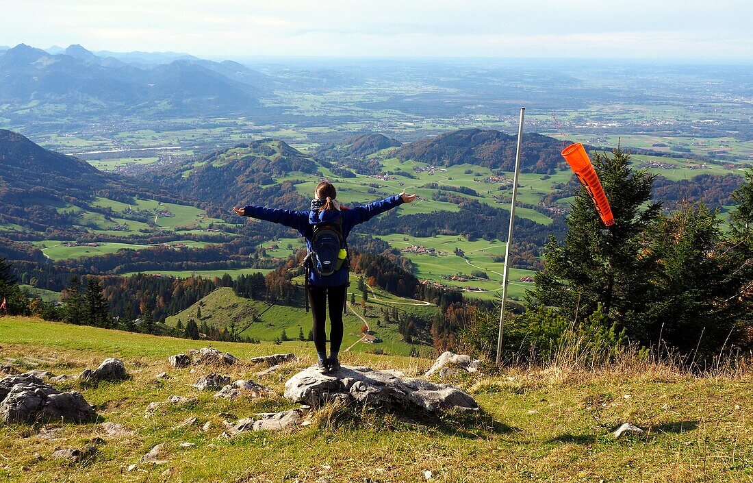  View to the north (Inn Valley) from Hochries am Samerberg, Chiemgau, Upper Bavaria, Germany 