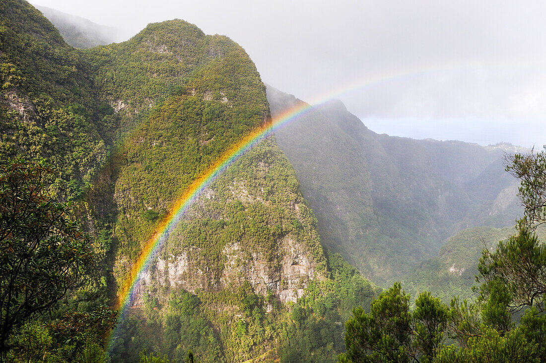 Regenbogen, Levada von Caldeirao Verde, Insel Madeira, Atlantischer Ozean, Portugal