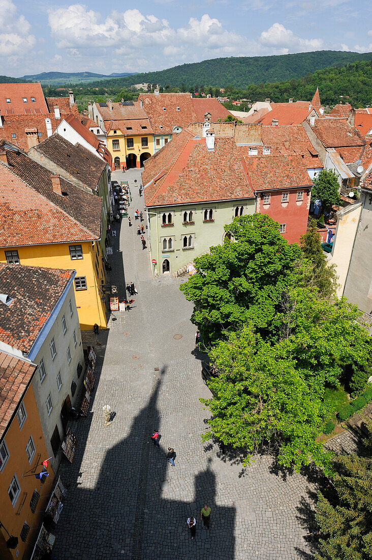 view over the Old Town from the Clock Tower,Sighisoara, Transylvania,Romania,Southeastern and Central Europe