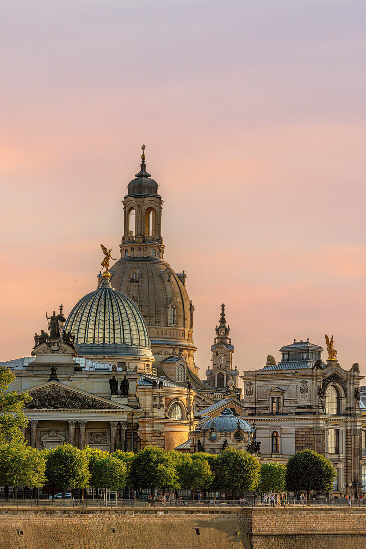  Historic skyline of Dresden at sunset, Saxony, Germany 