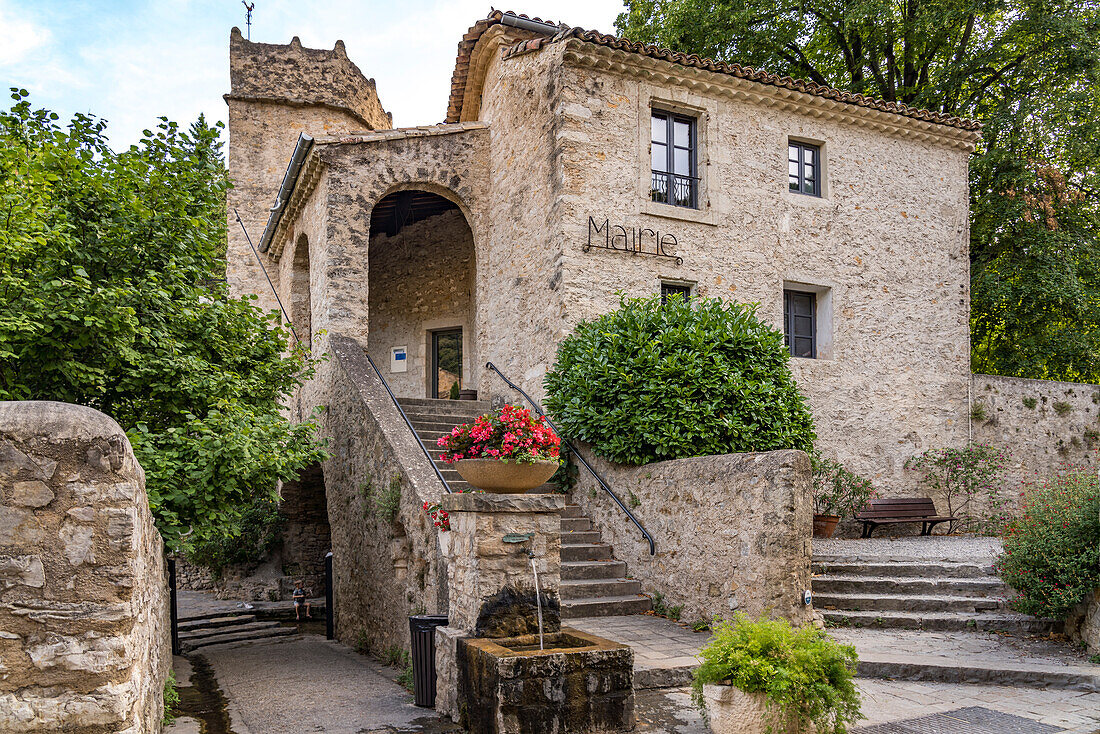  Mairie Town Hall in the medieval village of Saint-Guilhem-le-Désert, France, Europe 