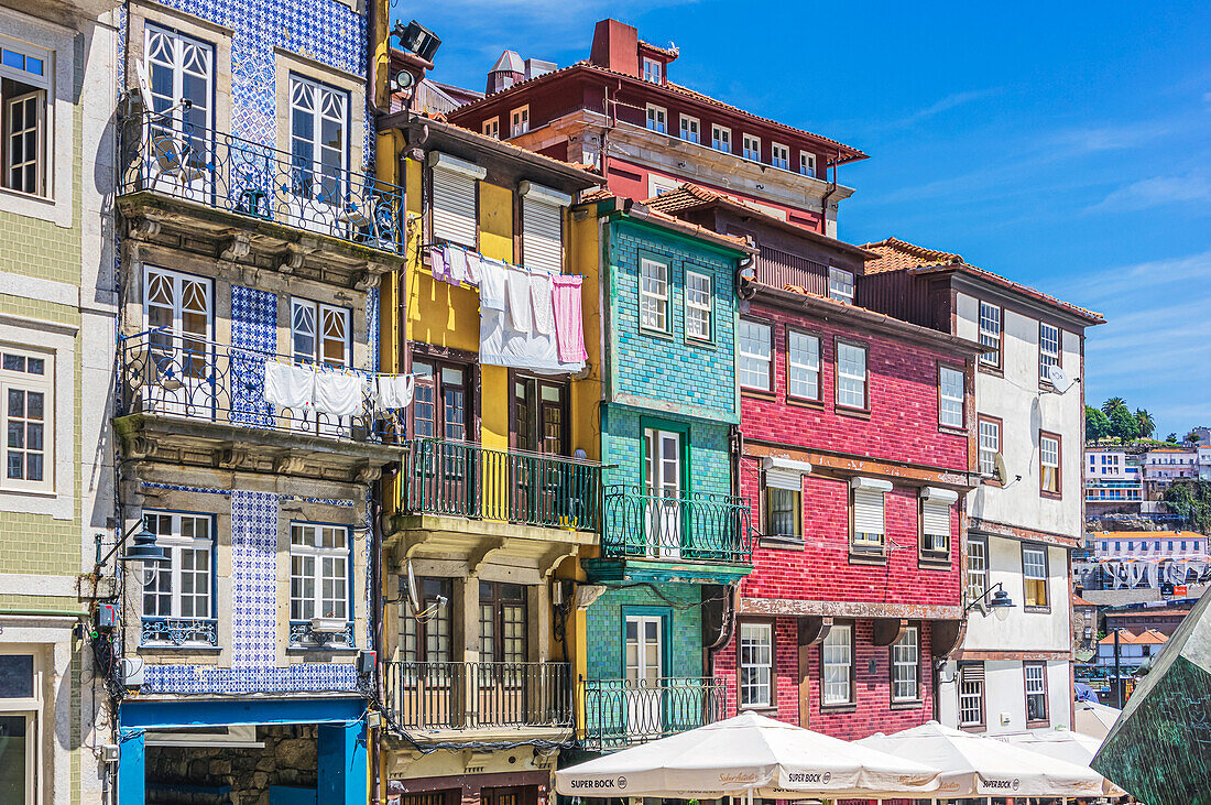  Views of the old town district of Ribeira in Porto, Portugal 