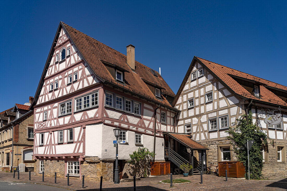 Fachwerkhäuser in Möckmühl, Baden-Württemberg, Deutschland