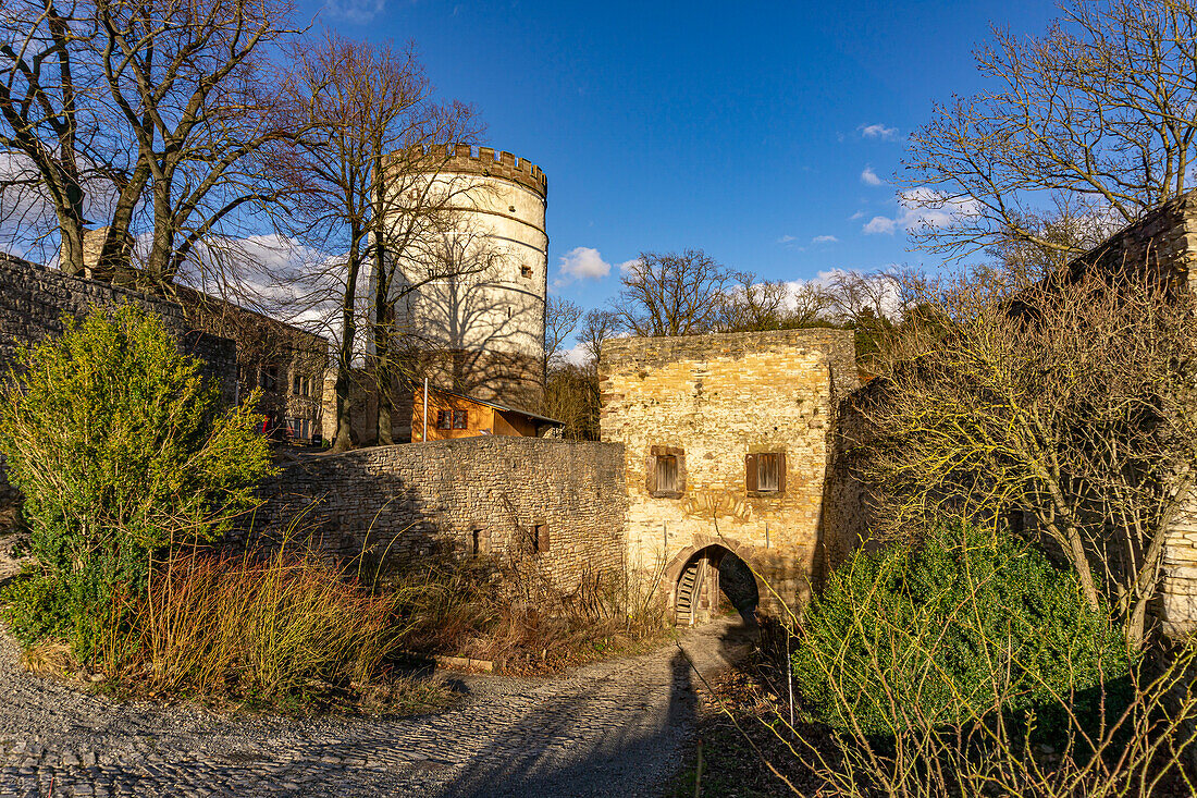  The Plesse Castle or Plesseburg Ruin near Göttingen in Bovenden-Eddigehausen, Lower Saxony, Germany  