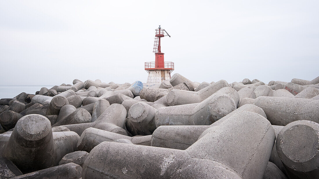  View of the lighthouse of Sottomarina, Chioggia, Veneto, Italy, Europe 