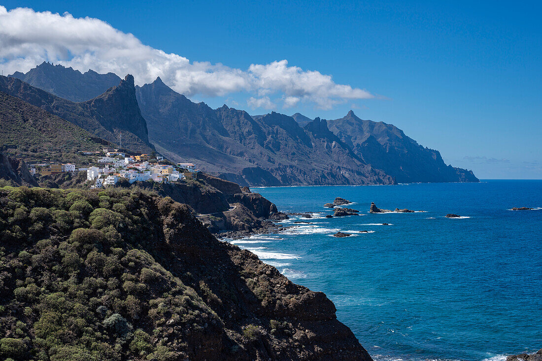 das Dorf Taganana, Tal von Tagana, Barranco de la Iglesia, Anaga-Gebirge, Las Montanas de Anaga, Teneriffa, Kanarische Inseln, Spanien, Europa