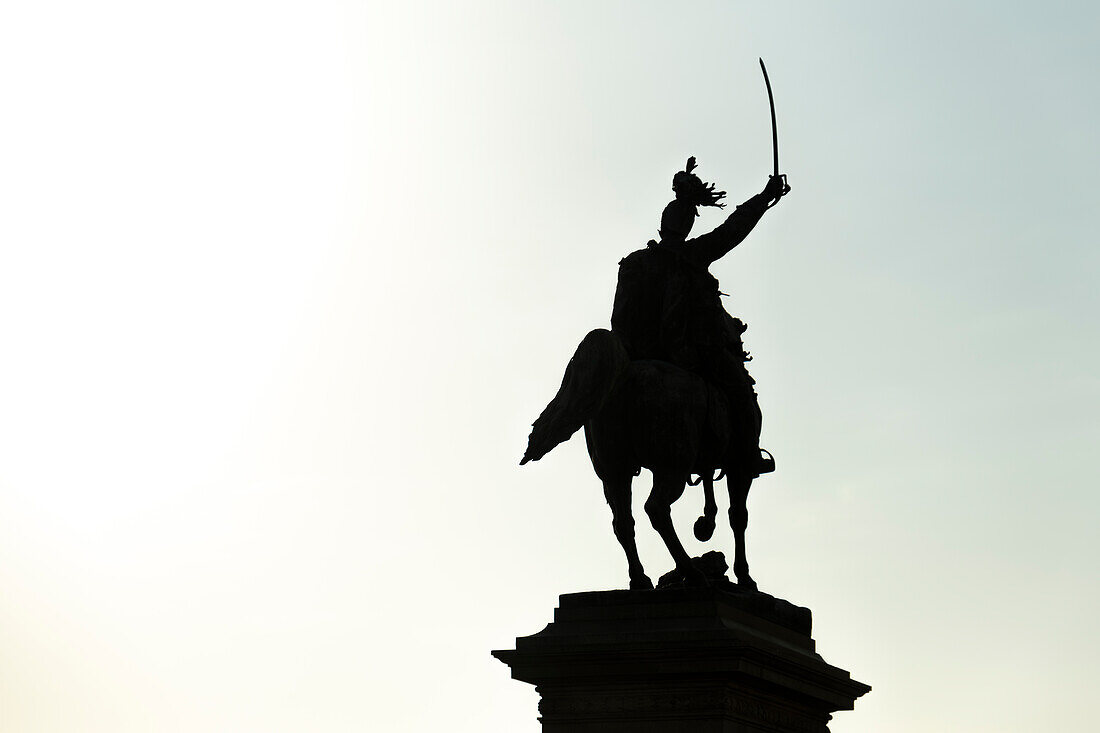 Silhouette of the Monument to Victor Emmanuel II, known by the Venetians simply as the monument, located in Riva degli Schiavoni, in Castello, Venice, Italy.