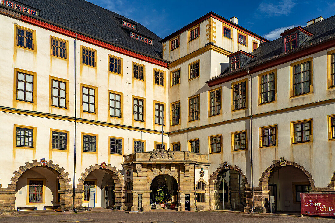 Innenhof von Schloss Friedenstein in Gotha, Thüringen, Deutschland 