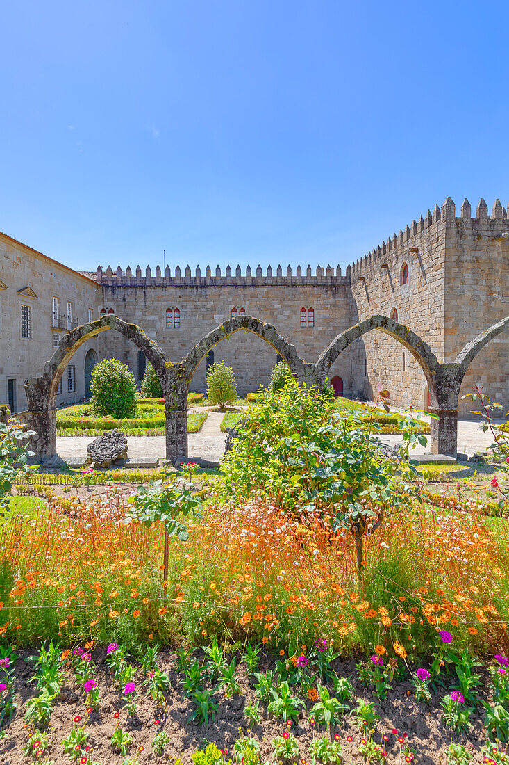 View of Santa Barbara garden and the Episcopal Palace, Braga, Minho Province, Portugal