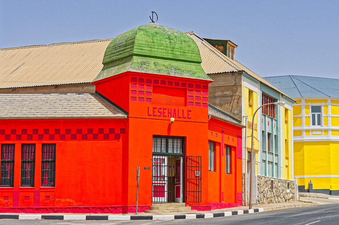  Colonial building, former reading room, Lüderitz, Kharas, Namibia, Africa 