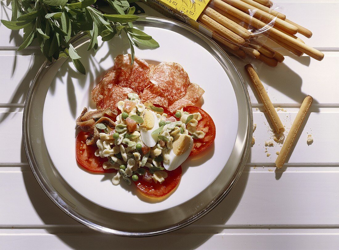 Pasta Salad with Tomato and Salami