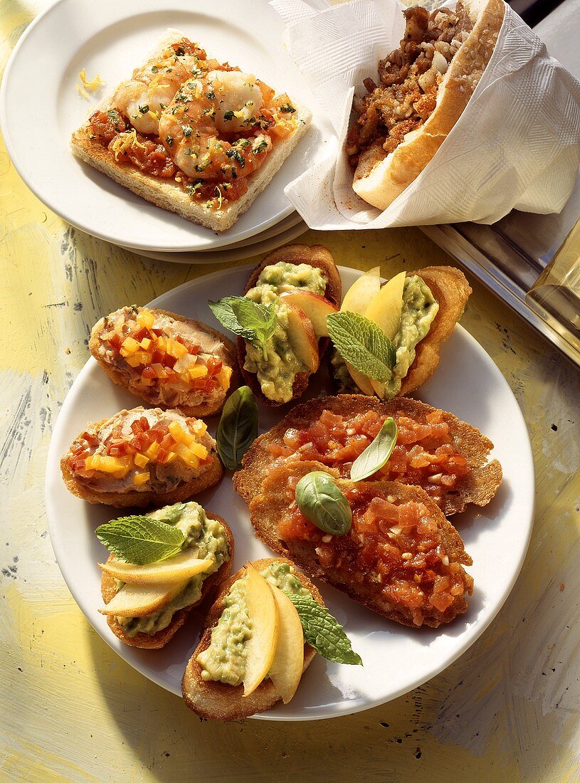 Shrimp Toast and Crostini with Assorted Toppings