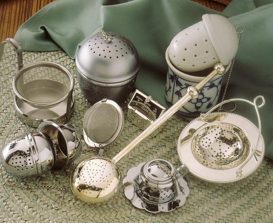 Various tea strainers and tea infusers