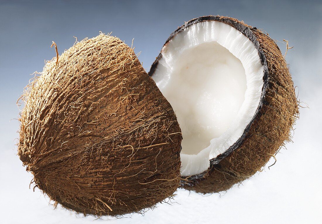 A halved coconut