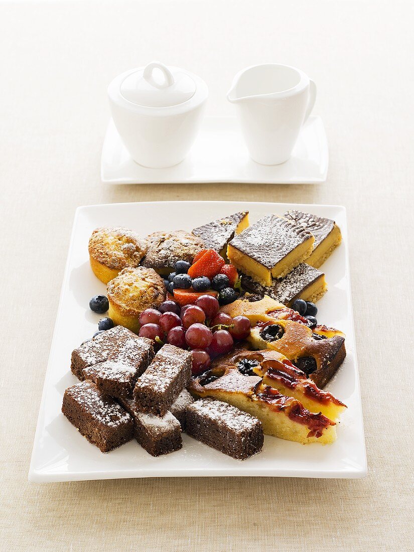 Assorted pieces of cake on a platter