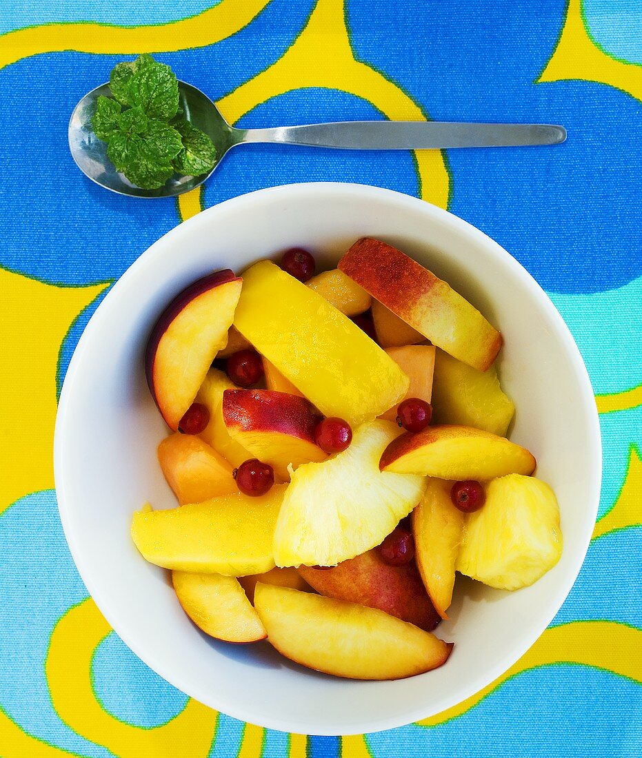 Fresh fruit salad, seen from above