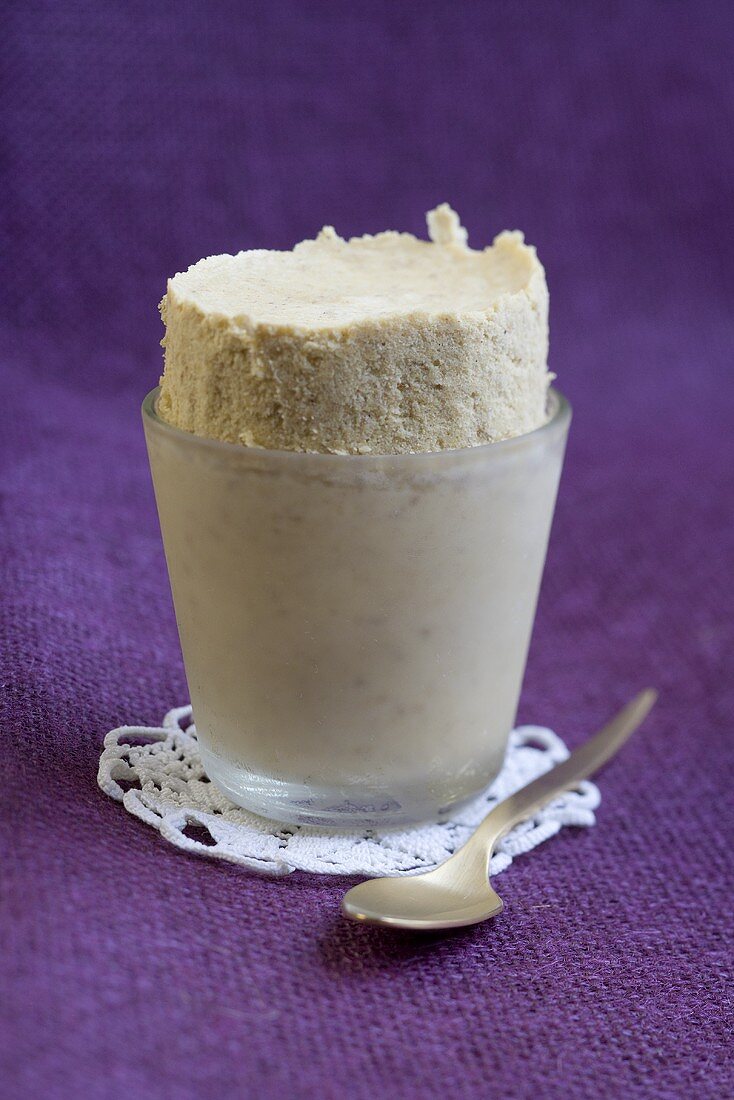 Walnut sorbet in a glass