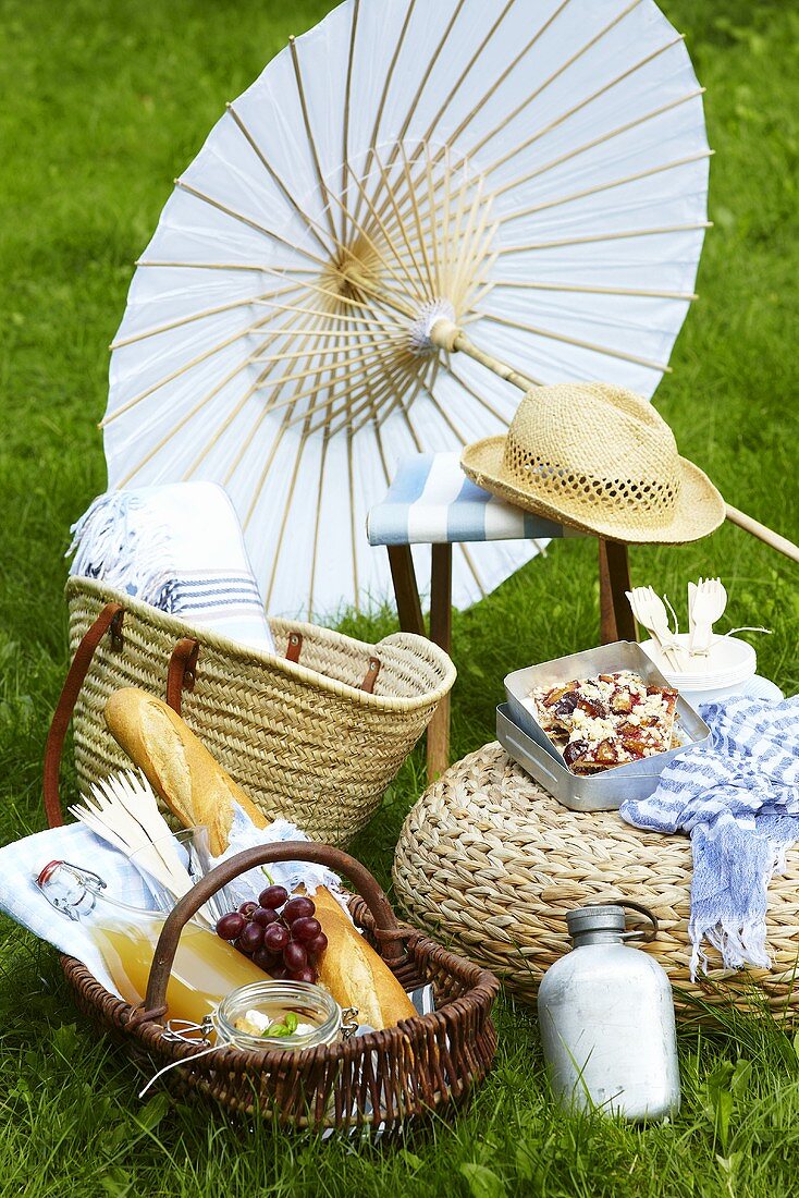 A picnic with a parasol