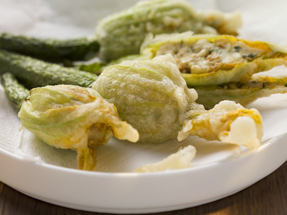 Stuffed courgette flowers