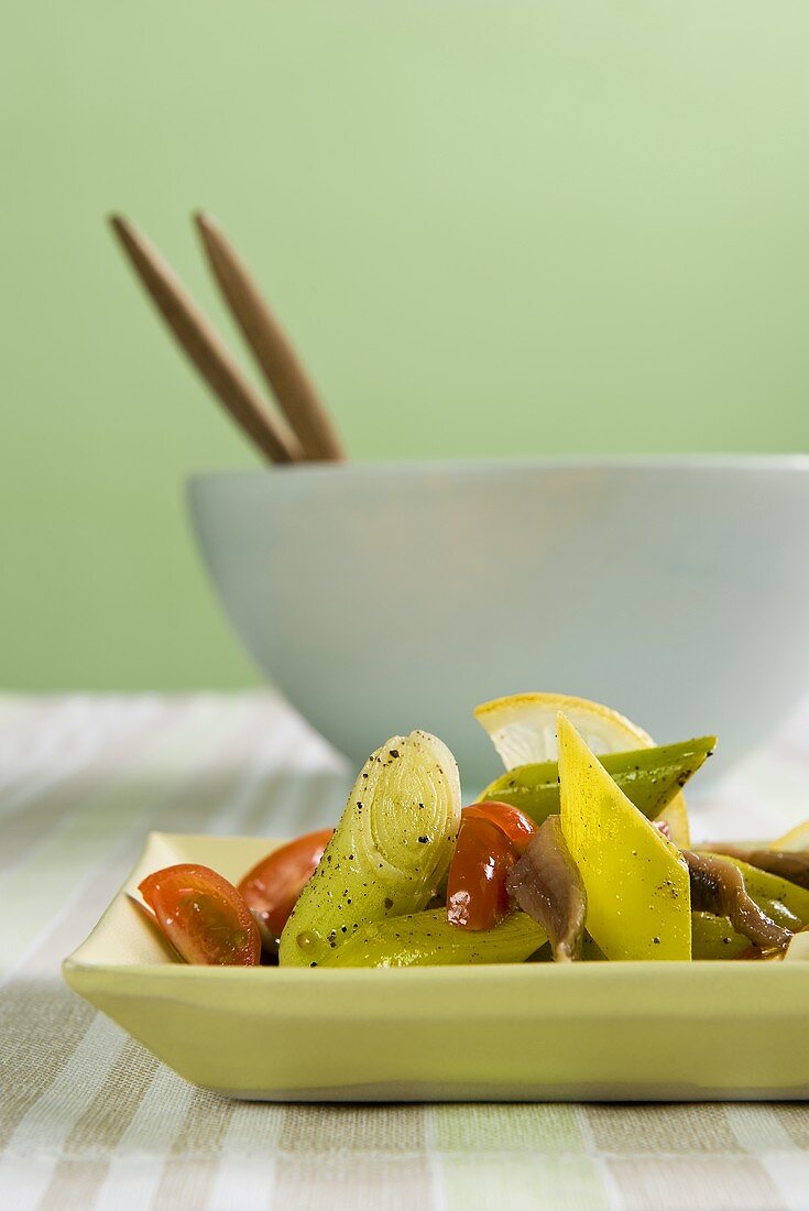 Leek salad with anchovies