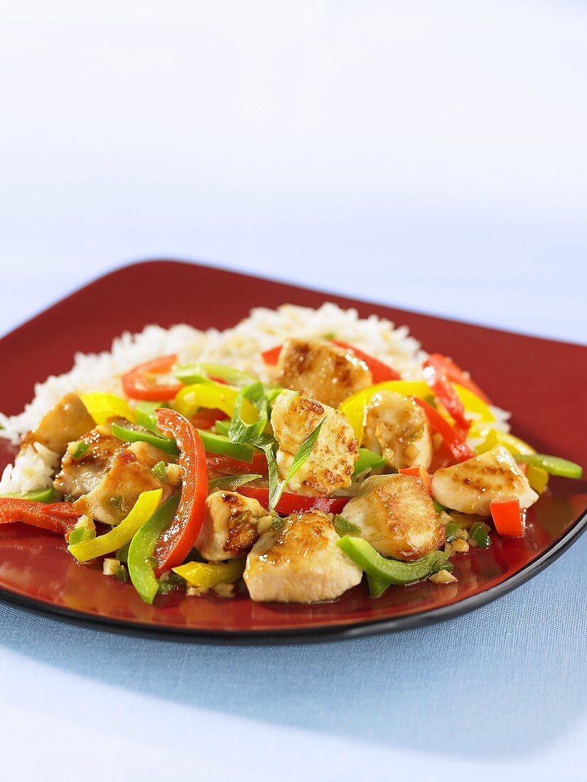Chicken with pepper strip and rice