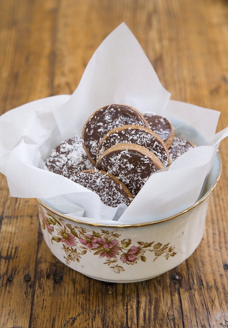 Chocolate rum biscuits with coconut