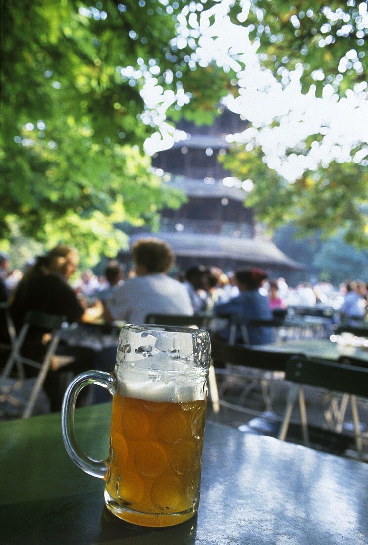 A litre of beer; Chinesischer Turm restaurant