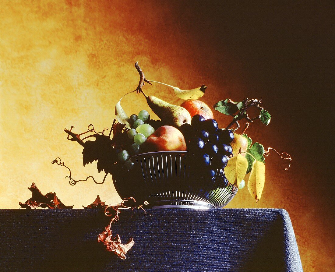 Fruit Still Life in a Silver Bowl