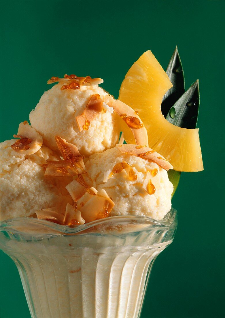 Pina Colada Ice Cream with Coconut Chips
