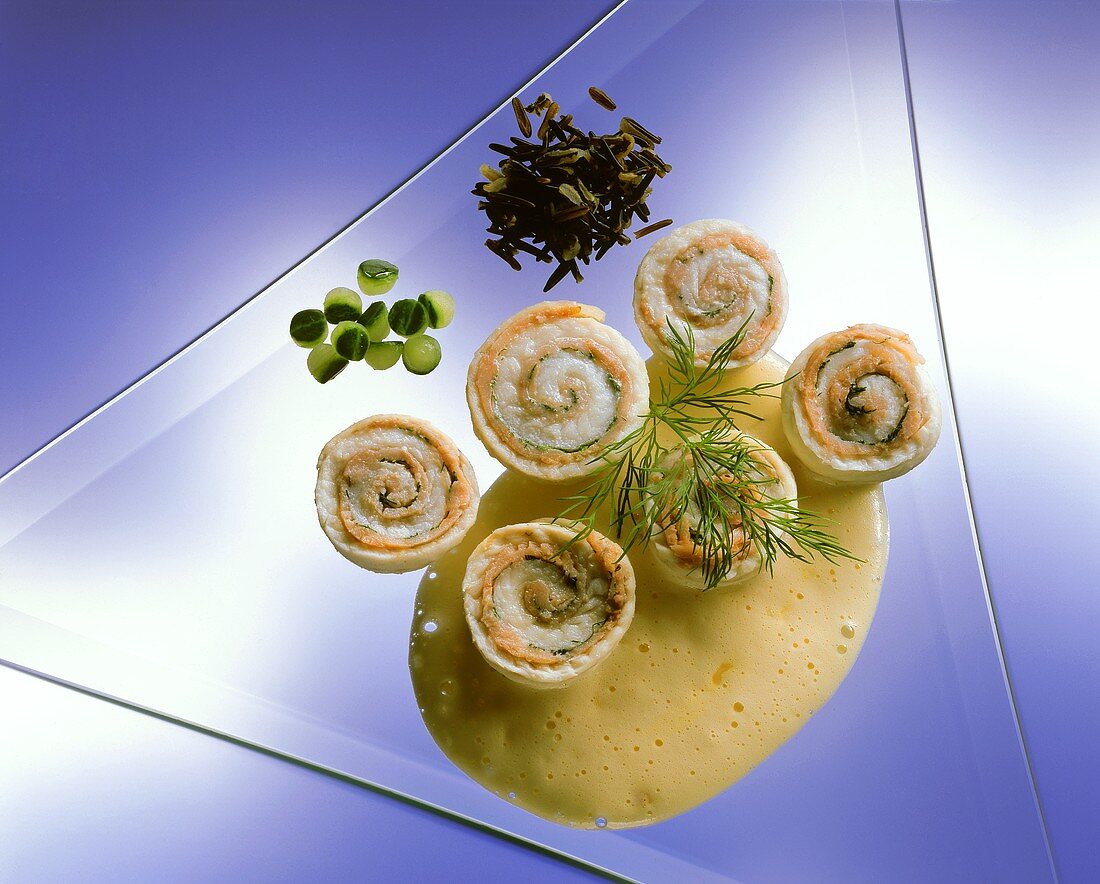 Sole and smoked salmon roulade