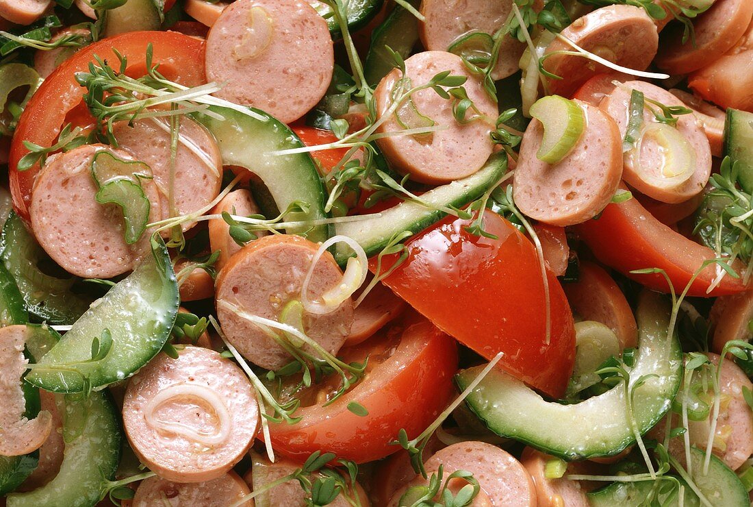 Cold Cut Salad with Turkey Sausage & Tomatoes