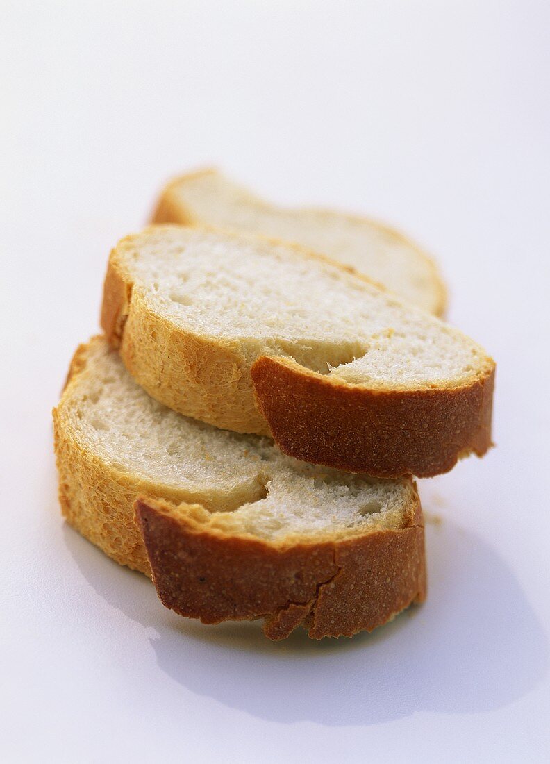 Three slices of white bread