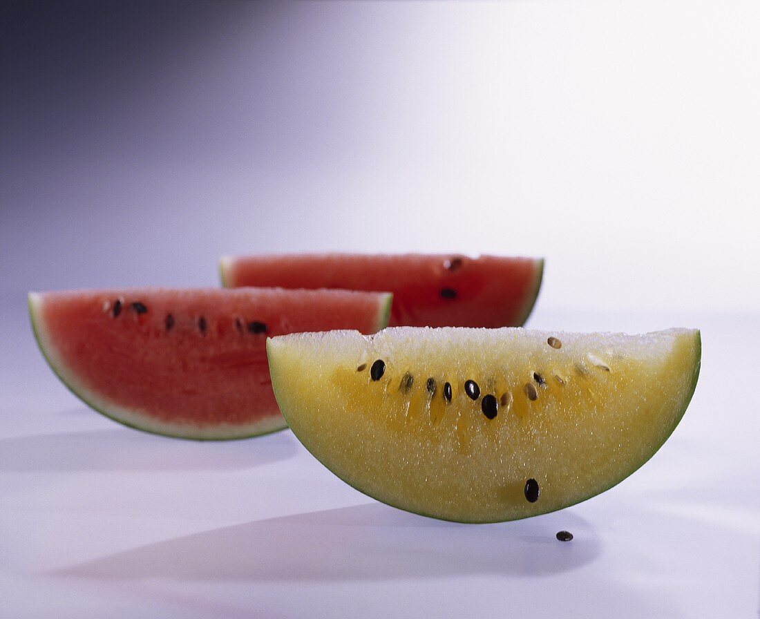 Watermelon (Citrullus lanatus), small, red and yellow