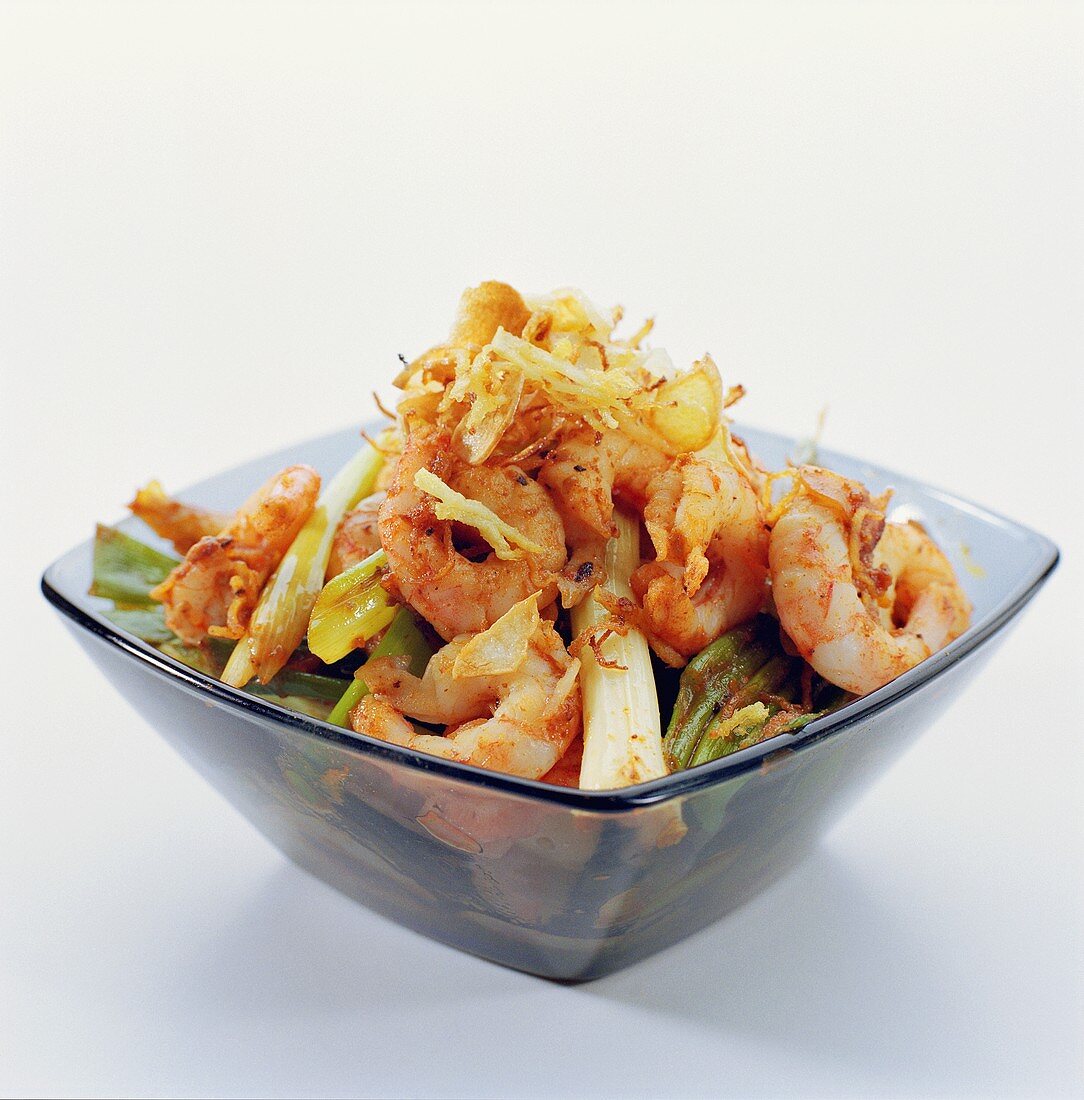 Shrimpssalat mit Frühlingszwiebeln