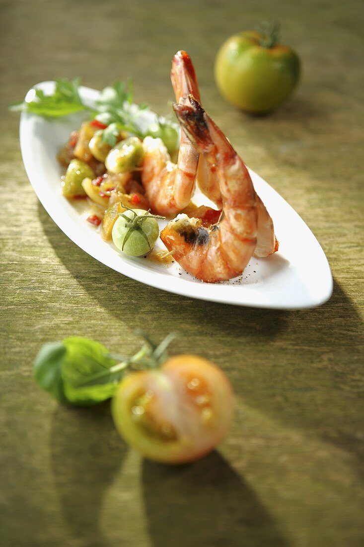 Scampi with tomatoes