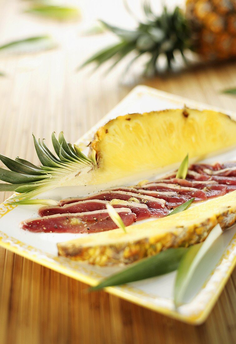 Carpaccio of duck breast with pineapple