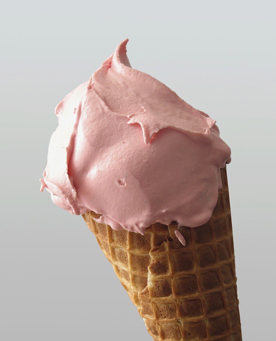 Strawberry ice cream cone