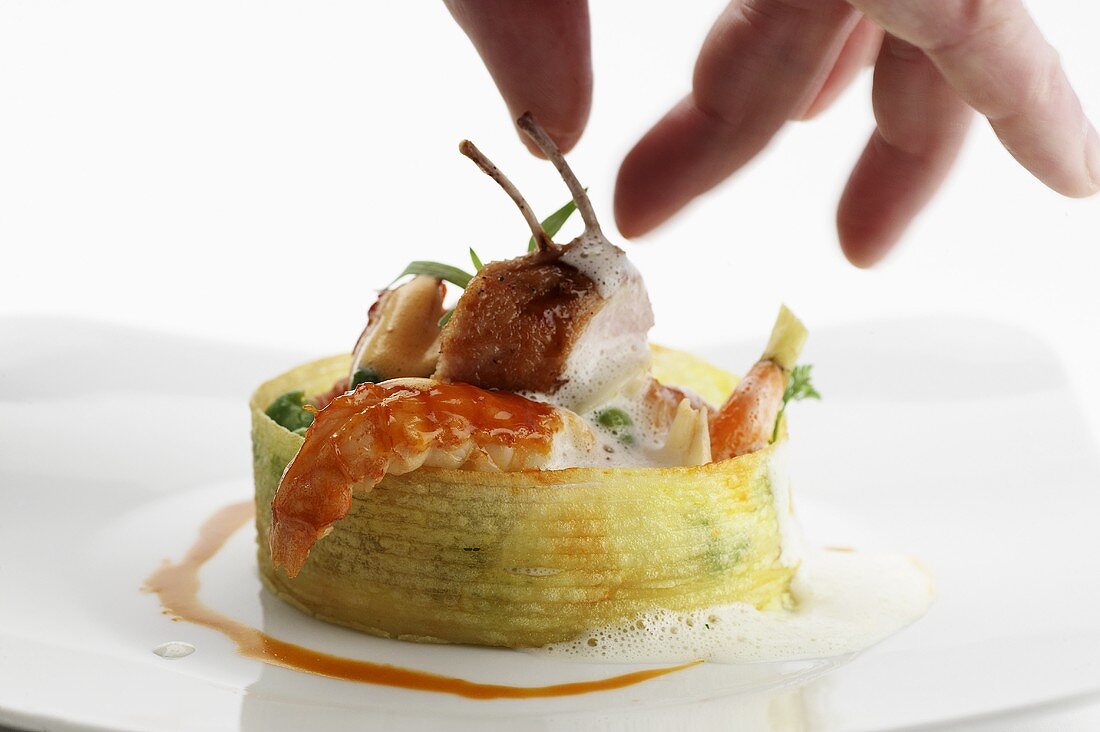 Blanquette of rabbit and freshwater crayfish