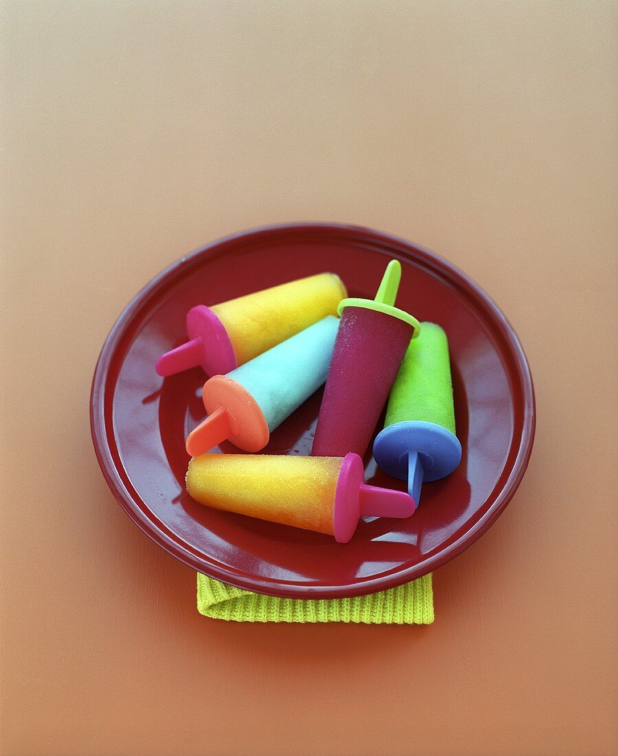 Different coloured ice lollies