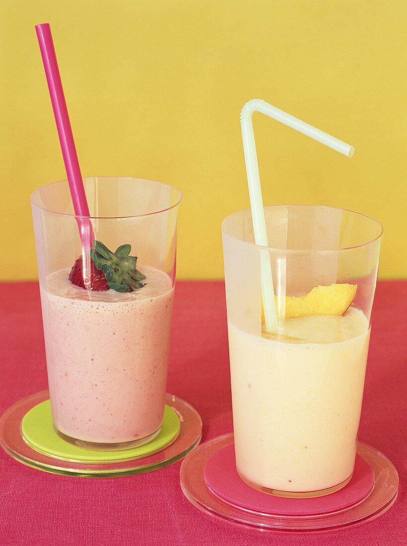 Strawberry shake and peach shake