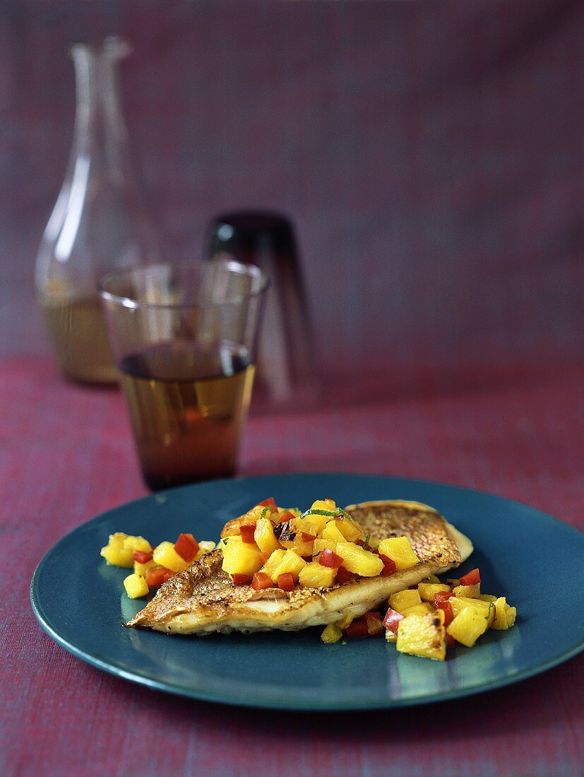 Red mullet fillet with pineapple salsa