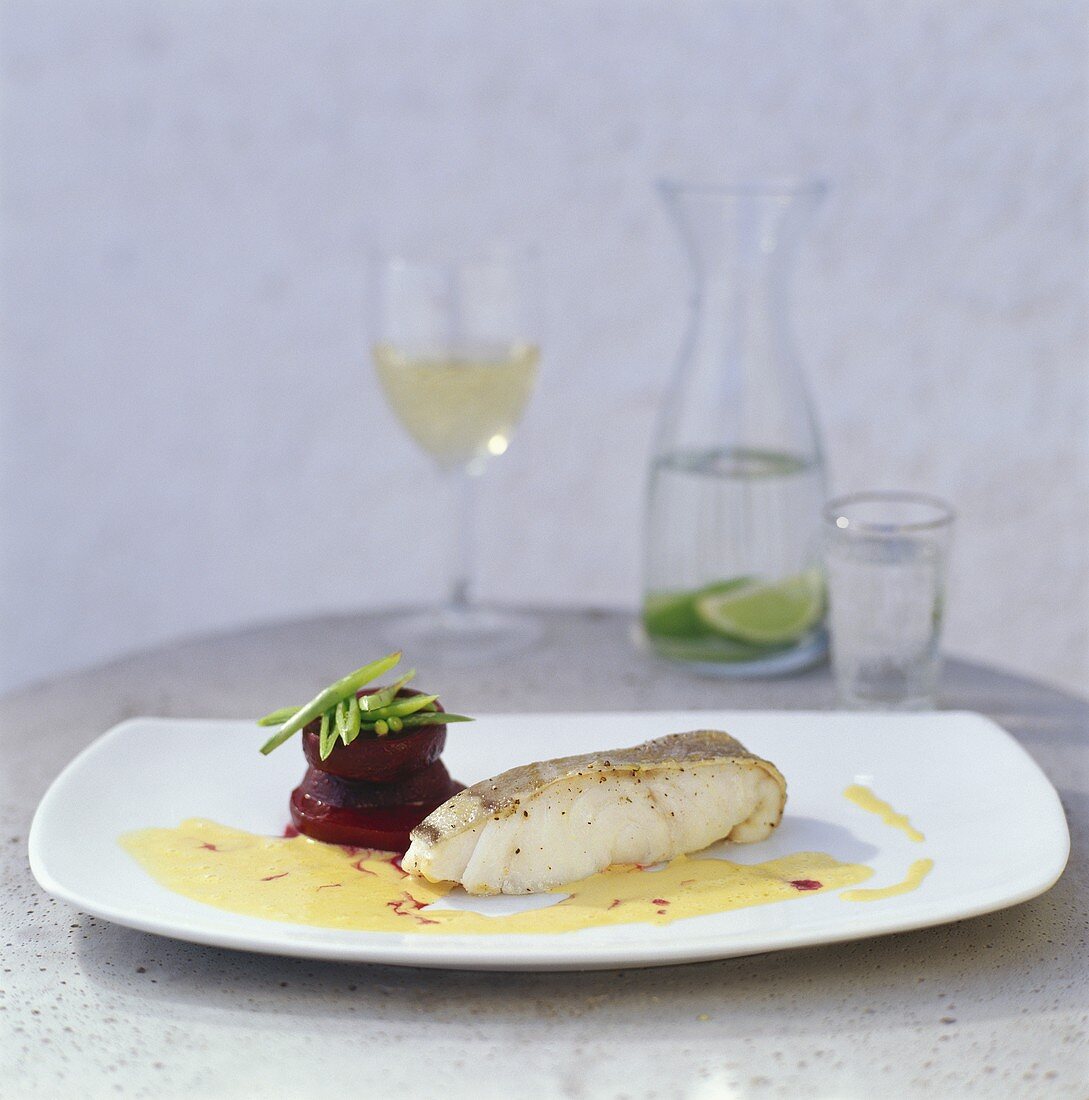 Fish fillet with beetroot