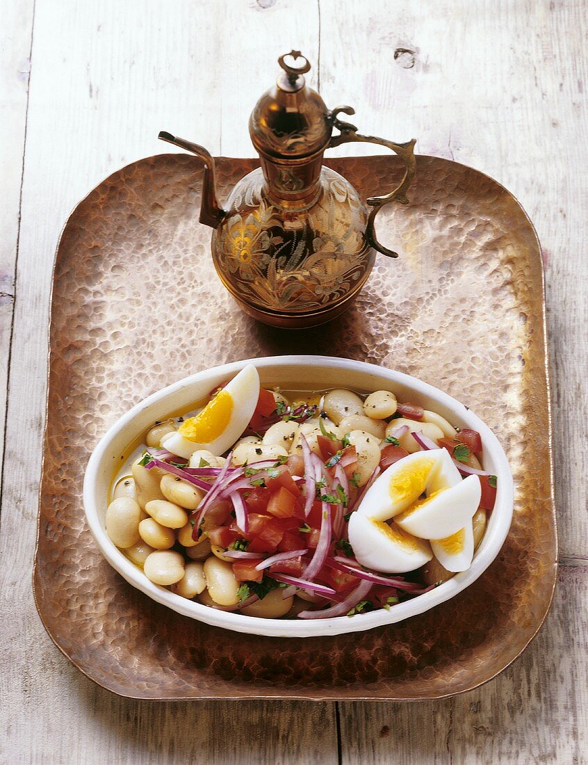 Piyaz (white bean salad with egg; Turkey)