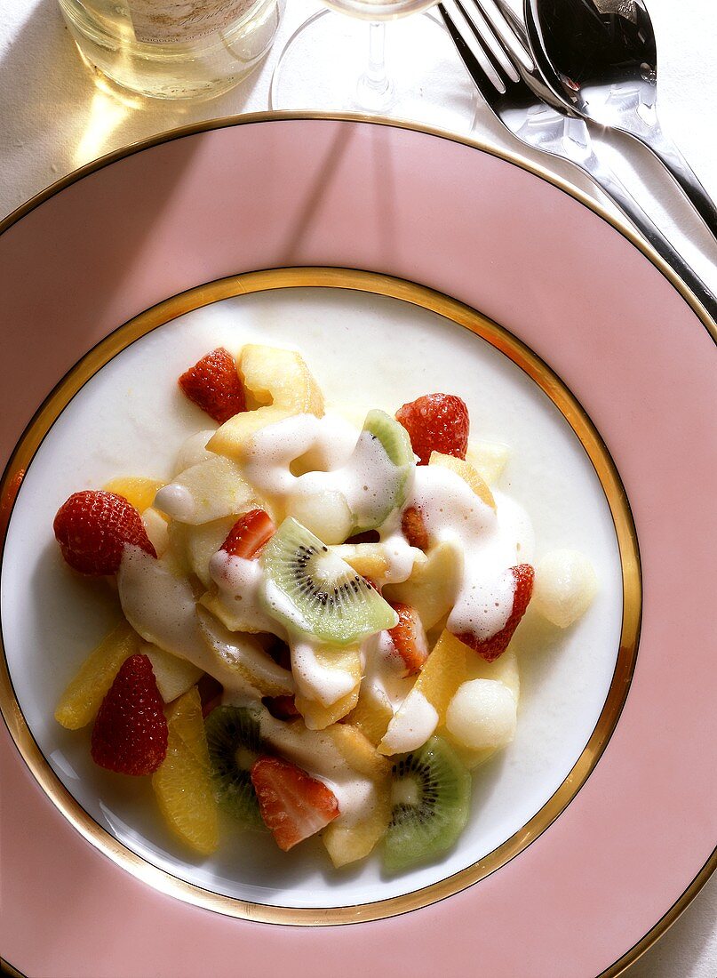 Fruit Salad with Passion Fruit Zabaione