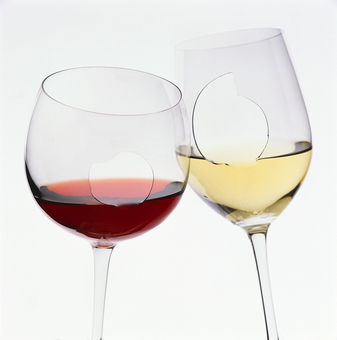 Red wine glass and white wine glass
