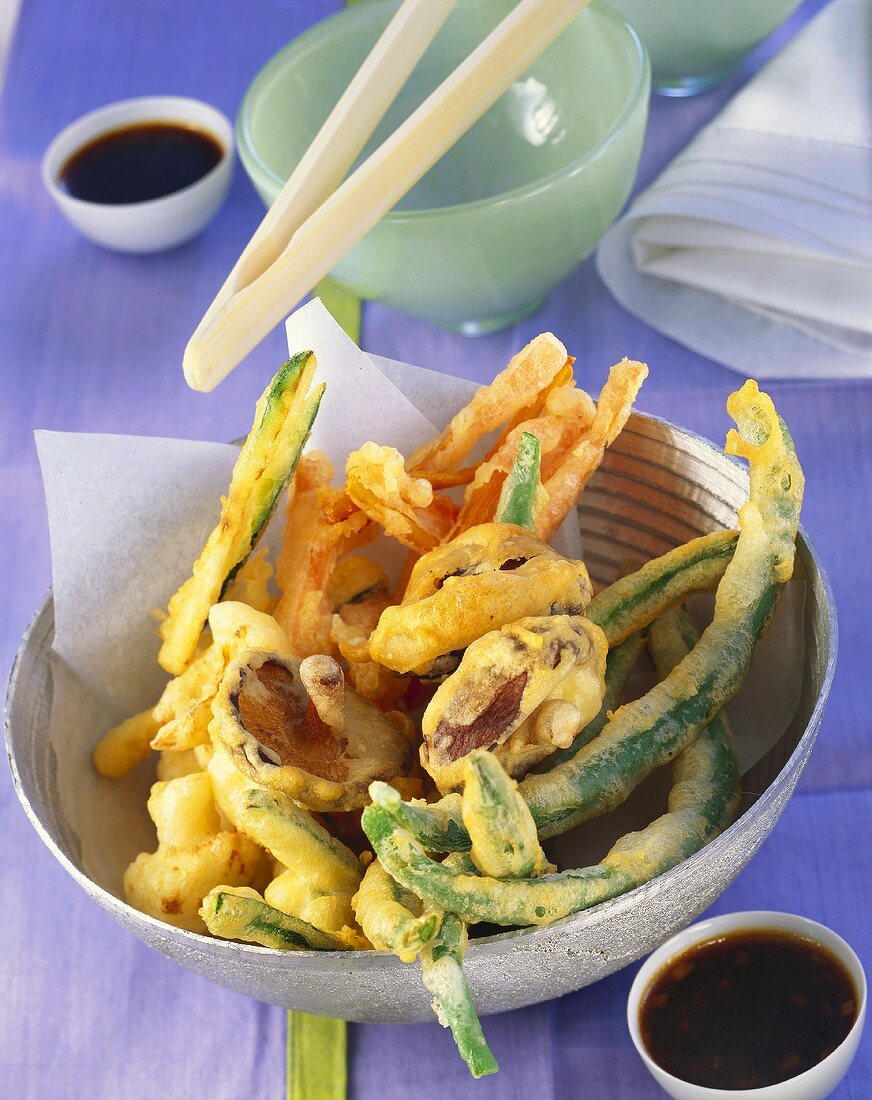 Vegetable tempura with soya dip