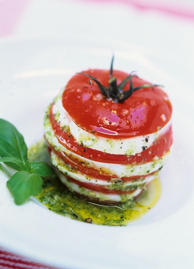 Tomato and mozzarella tower