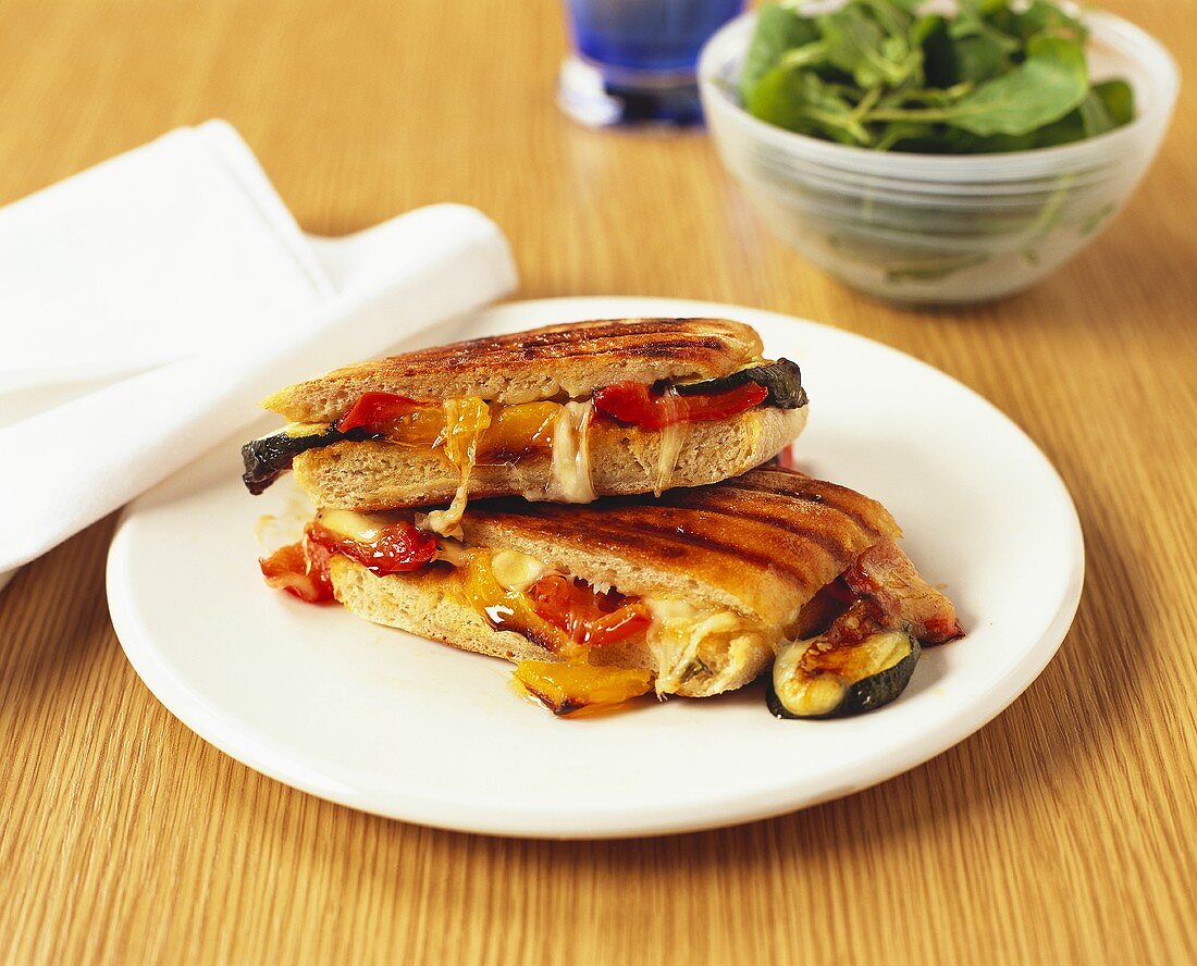 Focaccia with cheese and vegetable filling